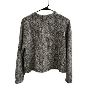 Zara Women Animal Print Long Sleeve Mock Neck Cropped Sweater Top Women's Size S